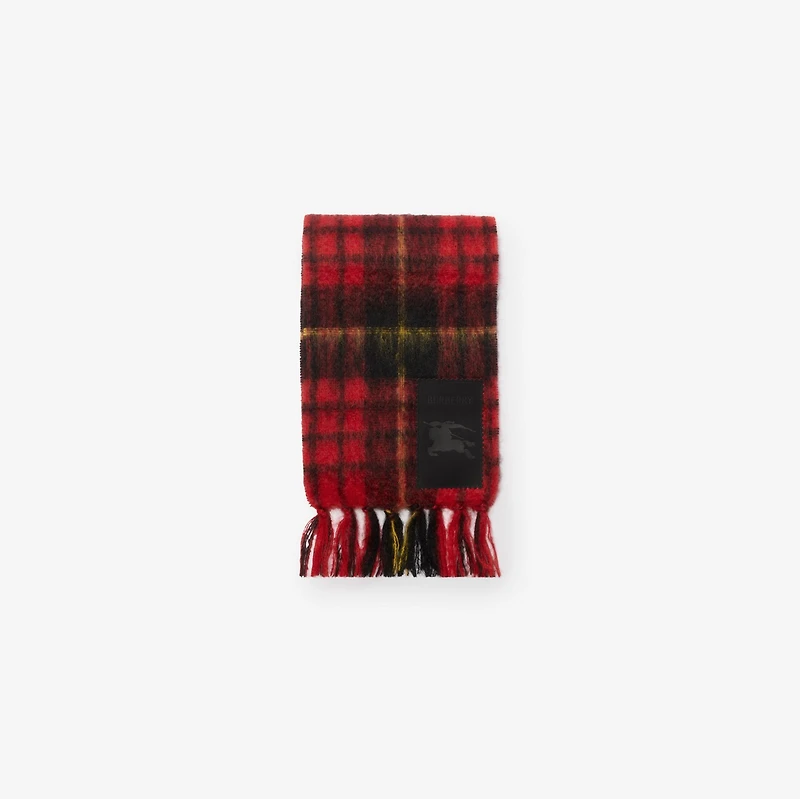 Check Mohair Wool Scarf in Post red | Burberry® Official