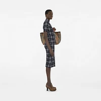 Check Wool Blend Dress in Ink/chalk - Women | Burberry® Official