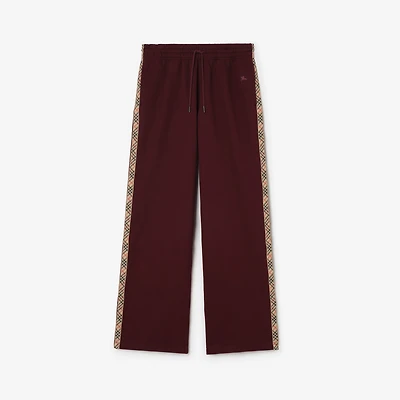 Check Trim Cotton Track Pants in Vineyard red - Women | Burberry® Official