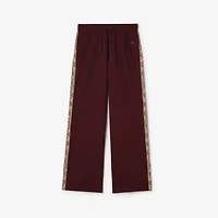 Check Trim Cotton Track Pants in Vineyard red - Women | Burberry® Official