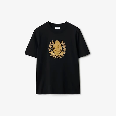 B Crest Cotton T-shirt in Black - Women | Burberry® Official