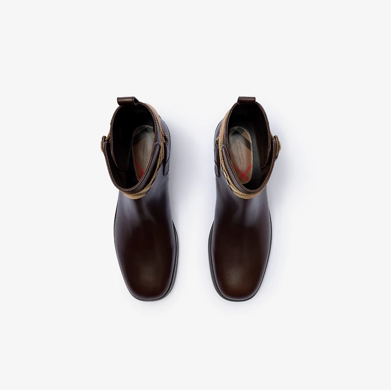 Leather Huntley Boots in Treacle brown - Women | Burberry® Official