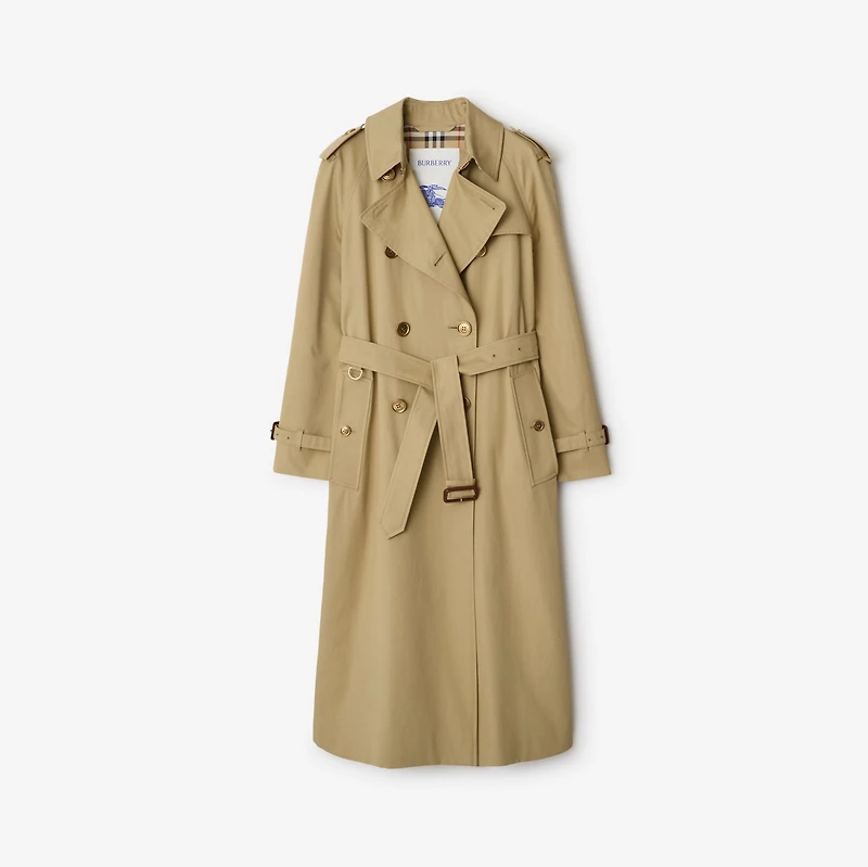 Long Gabardine Waterloo Trench Coat in Hamper - Women, Cotton Gabardine | Burberry® Official
