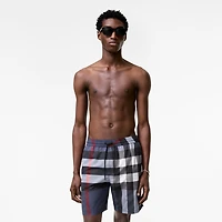 Check Swim Shorts in Carbon blue - Men, Nylon | Burberry® Official