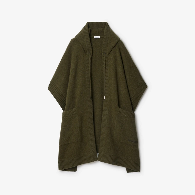 Wool Cashmere Hooded Cape in Shale green | Burberry® Official