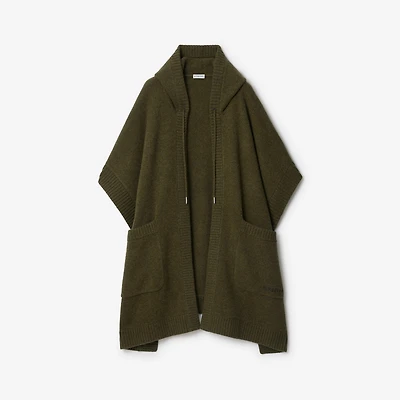 Wool Cashmere Hooded Cape in Shale green | Burberry® Official