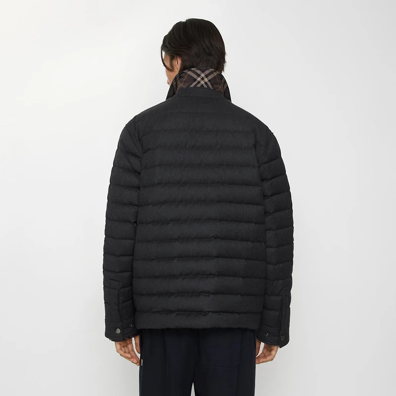 Wool Flannel Padded Overshirt in Charcoal grey - Men | Burberry® Official