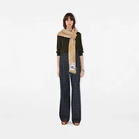 Wide Check Wool Silk Scarf in Sand/ecru | Burberry® Official