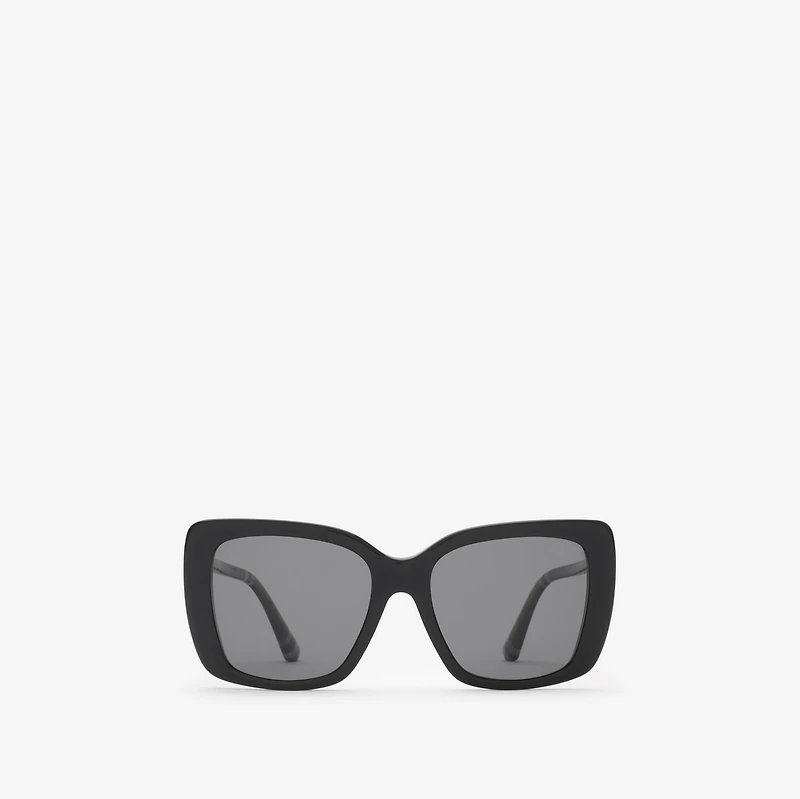 Tubular Check Square Polarised Sunglasses in Black - Women | Burberry® Official