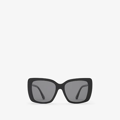 Tubular Check Square Polarised Sunglasses in Black - Women | Burberry® Official