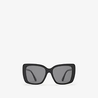Tubular Check Square Polarised Sunglasses in Black - Women | Burberry® Official