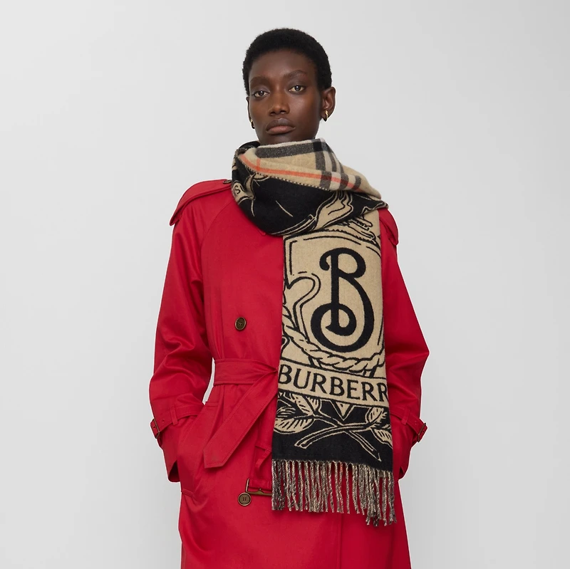 Wide Reversible Stormy Knight Scarf in Sand | Burberry® Official