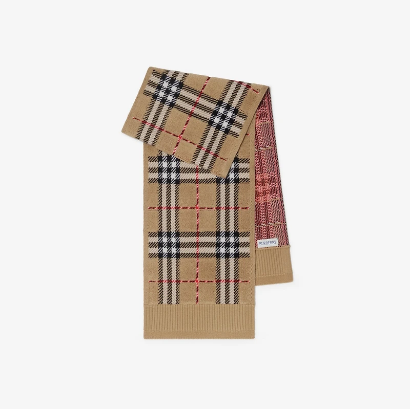 Check Wool Scarf in Sand - Children | Burberry® Official