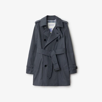 Short Cotton Blend Trench Coat in Magnet - Women, Tropical Gabardine | Burberry® Official