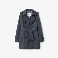 Short Cotton Blend Trench Coat in Magnet - Women, Tropical Gabardine | Burberry® Official
