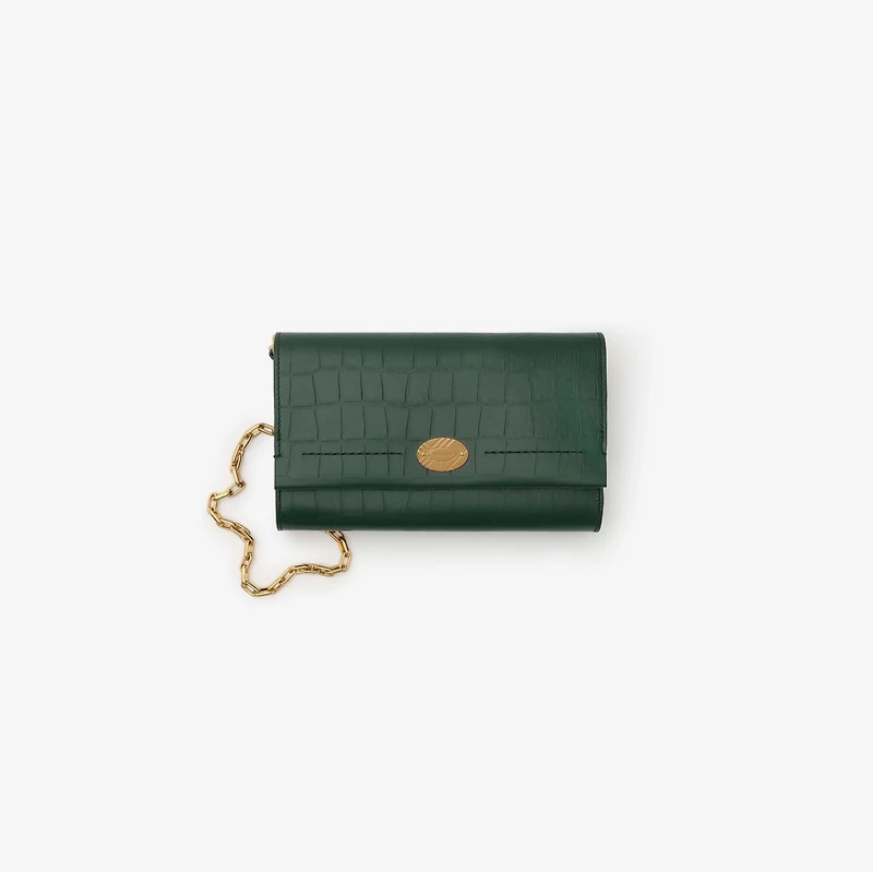 Cotswolds Chain Strap Wallet in Ivy green - Women | Burberry® Official