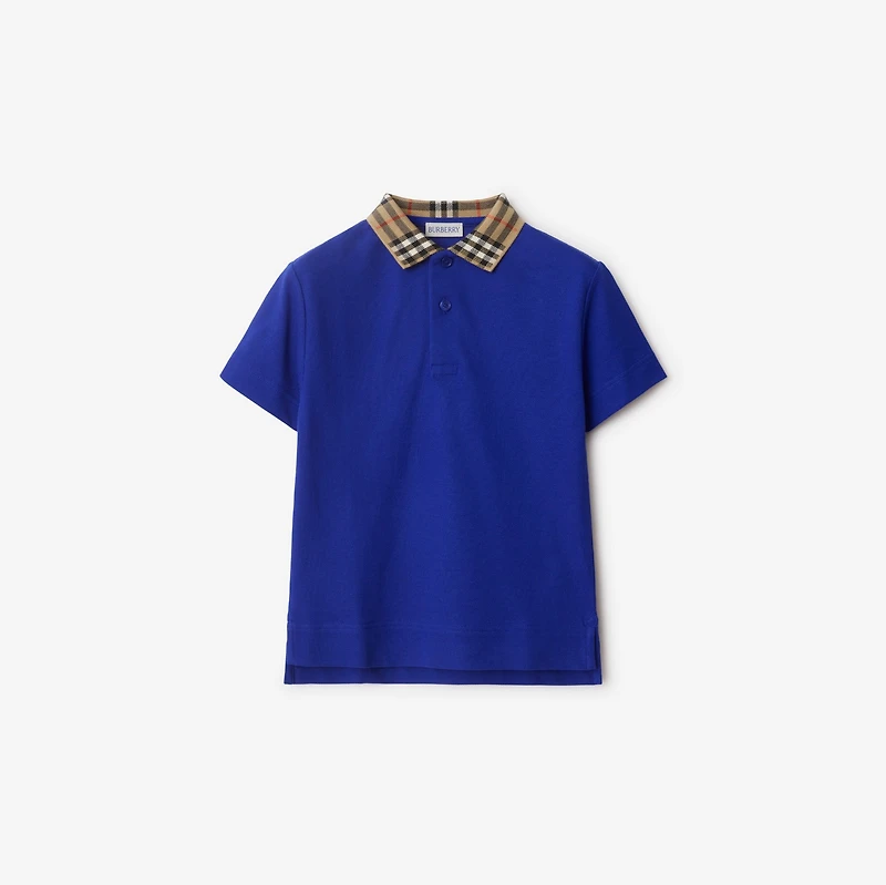 Check Collar Cotton Polo Shirt in Knight | Burberry® Official