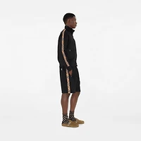 Check Trim Cotton Blend Track Jacket in Black - Men | Burberry® Official