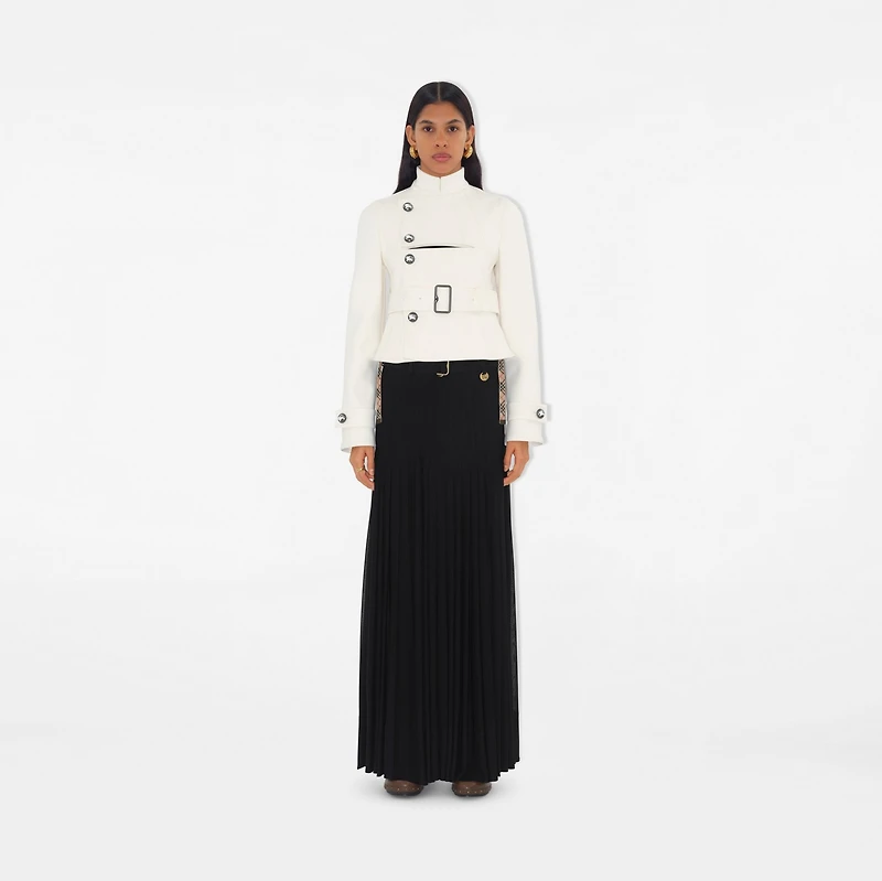 Stretch Cotton Blend Tailored Jacket in Off white - Women | Burberry® Official