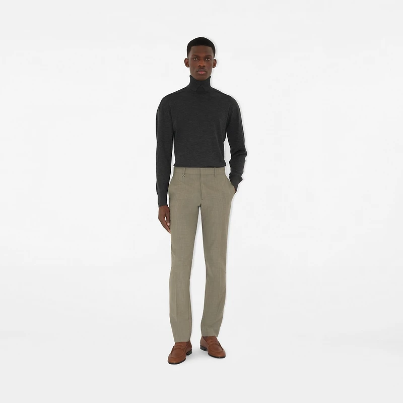 Wool Tailored Trousers in Olive drab green - Men | Burberry® Official