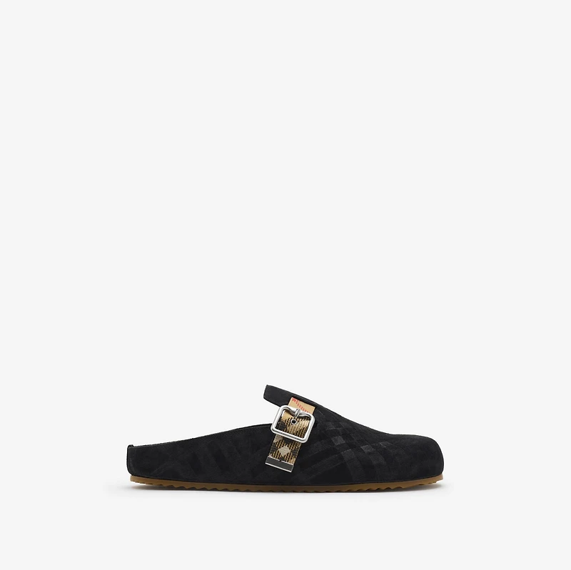 Check Suede Urchin Clogs in Black - Men | Burberry® Official