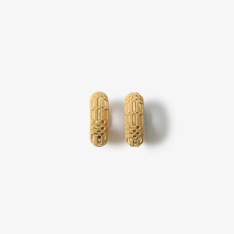 Check Granulation Hoop Earrings in Gold - Women | Burberry® Official