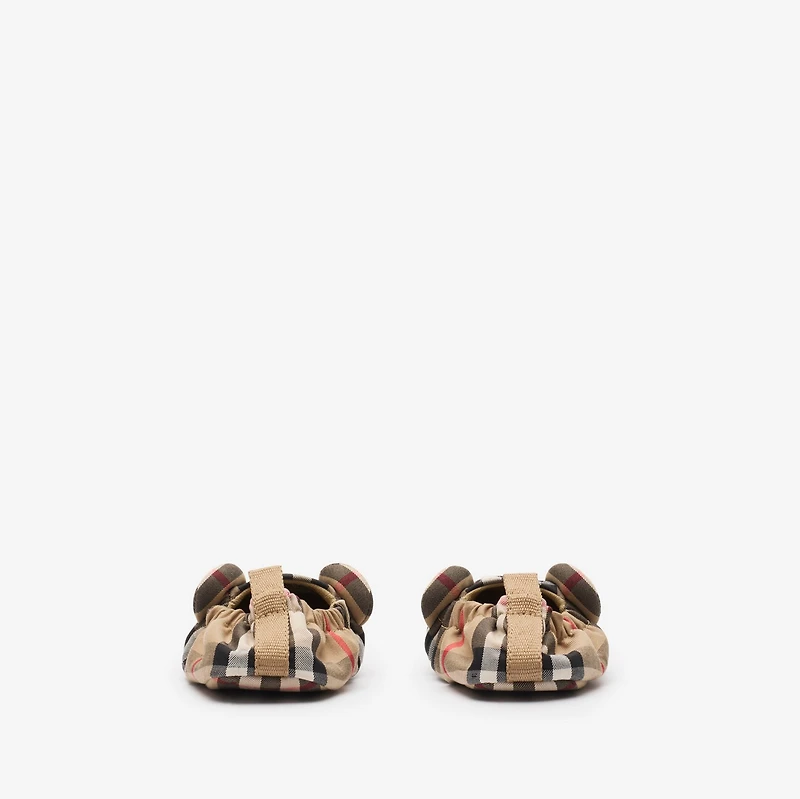 Thomas Bear Check Cotton Booties in Sand beige - Children | Burberry® Official
