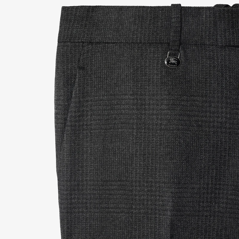 Check Wool Cashmere Tailored Trousers in Loden/highland green - Men | Burberry® Official