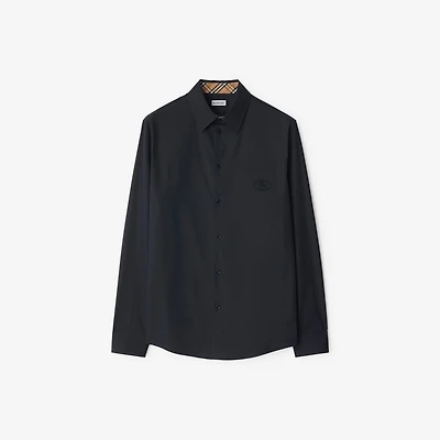 Cotton Poplin Shirt in Navy - Men | Burberry® Official