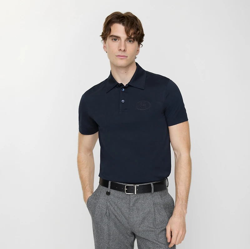 Cotton Polo Shirt in Navy - Men | Burberry® Official