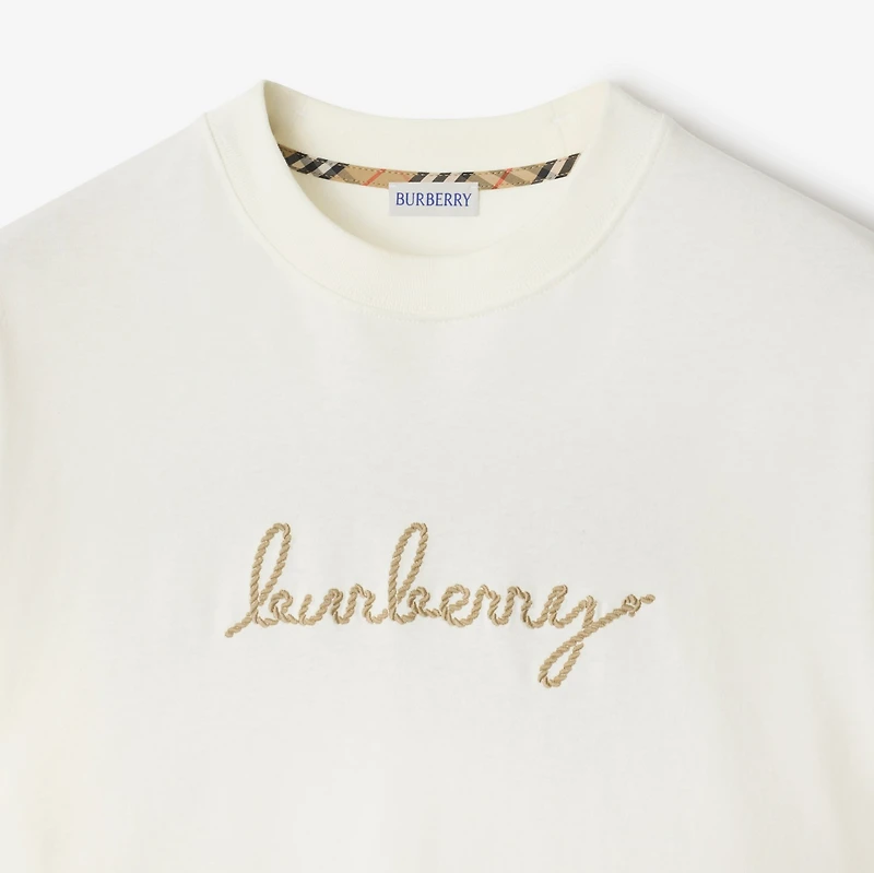 Check EKD Cotton T-shirt in Chalk white - Men | Burberry® Official