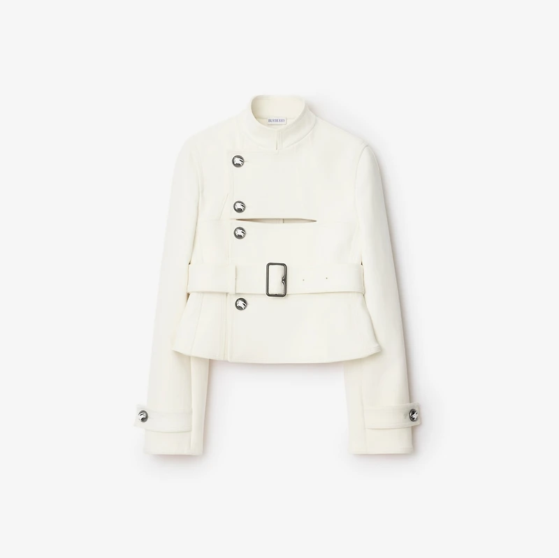 Stretch Cotton Blend Tailored Jacket in Off white - Women | Burberry® Official