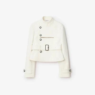 Stretch Cotton Blend Tailored Jacket in Off white - Women | Burberry® Official