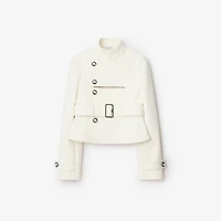 Stretch Cotton Blend Tailored Jacket in Off white - Women | Burberry® Official