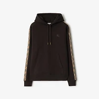 Check Trim Cotton Hoodie in Clove brown - Men | Burberry® Official