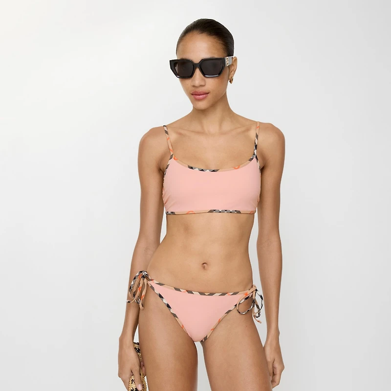 Check Trim Bikini Briefs in Begonia pink - Women, Wool | Burberry® Official