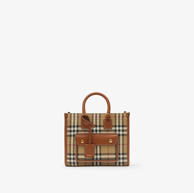 Mini Freya Tote in Archive beige/briar brown - Women | Burberry® Official