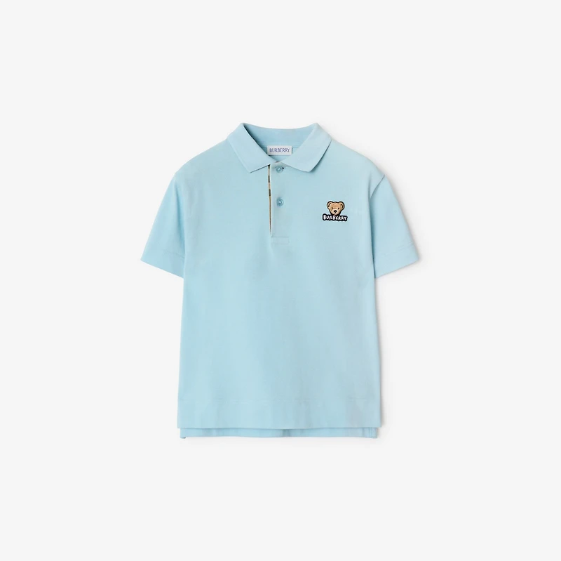 Cotton Polo Shirt in Cloud blue | Burberry® Official