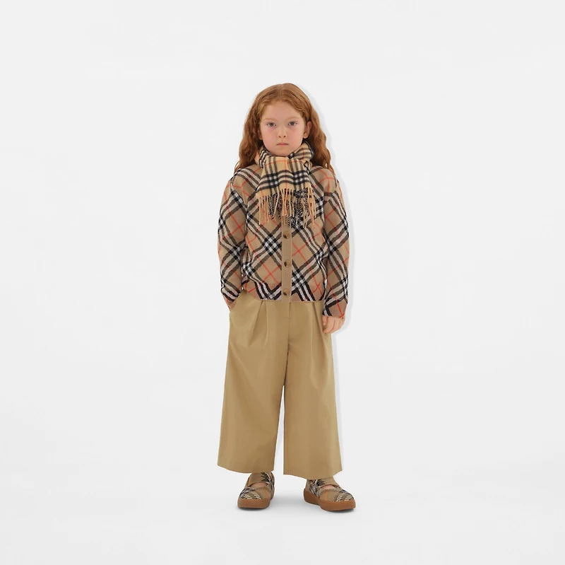 Check Wool Cardigan in Sand | Burberry® Official