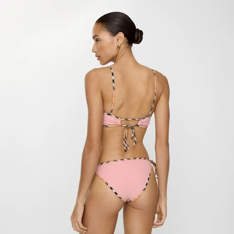 Check Trim Bikini Top in Begonia pink - Women, Wool | Burberry® Official