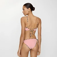 Check Trim Bikini Top in Begonia pink - Women, Wool | Burberry® Official