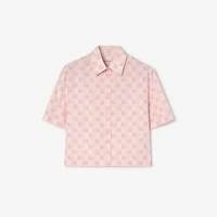 Cropped EKD Checkerboard​ Cotton Shirt in Peony pink - Women | Burberry® Official
