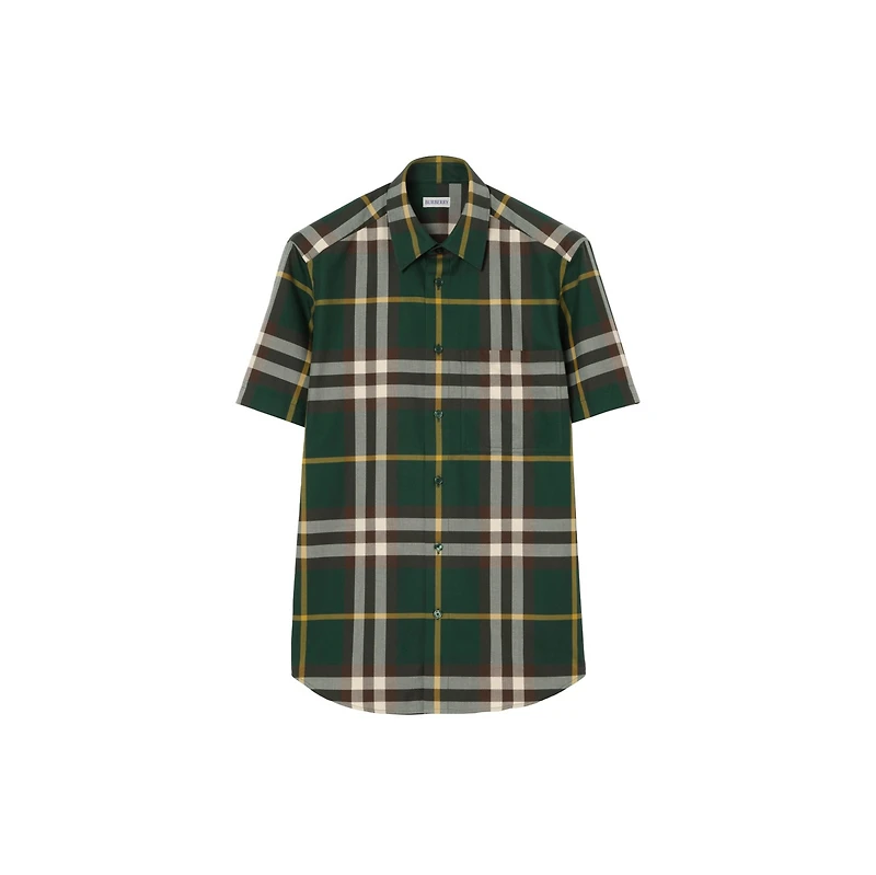 Regular Fit Check Cotton Twill Shirt in Ivy green - Men | Burberry® Official