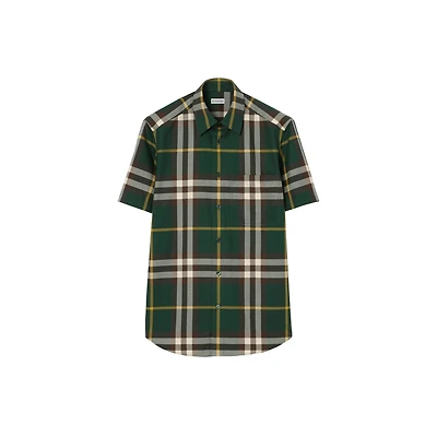 Regular Fit Check Cotton Twill Shirt in Ivy green - Men | Burberry® Official