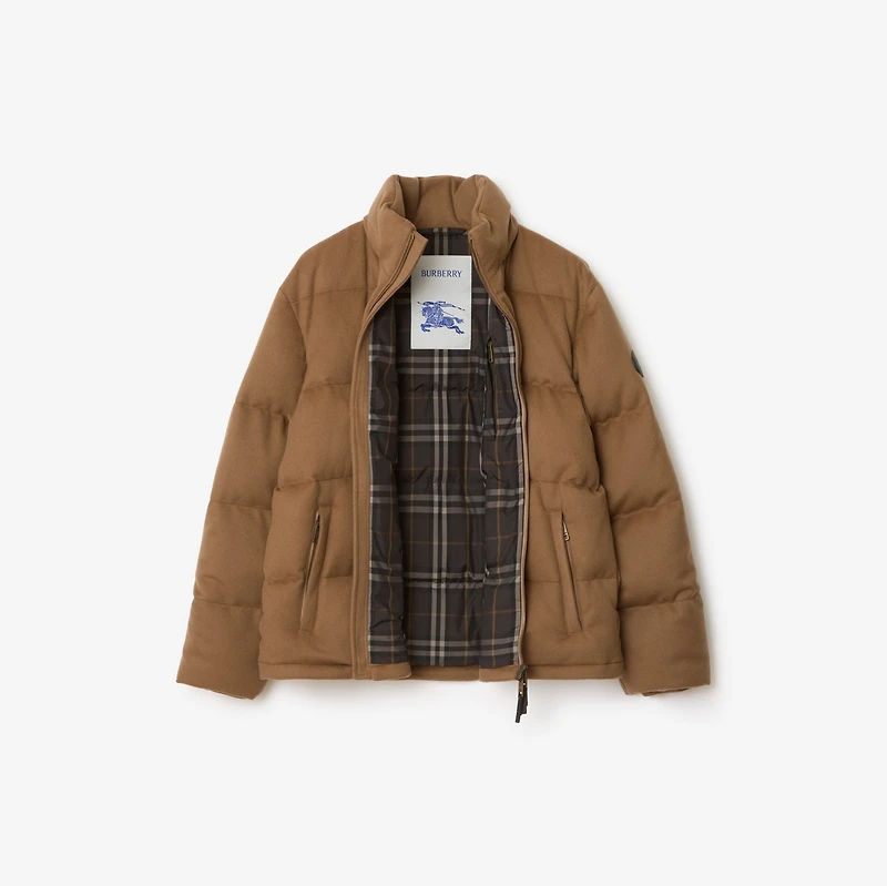 Cashmere Snowdon Puffer Jacket in Camel - Men | Burberry® Official
