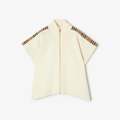 Check Trim Wool Cape in Ivory white | Burberry® Official