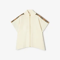 Check Trim Wool Cape in Ivory white | Burberry® Official