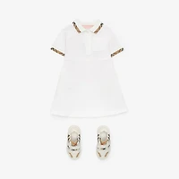 Check Trim Cotton Polo Shirt Dress in White | Burberry® Official