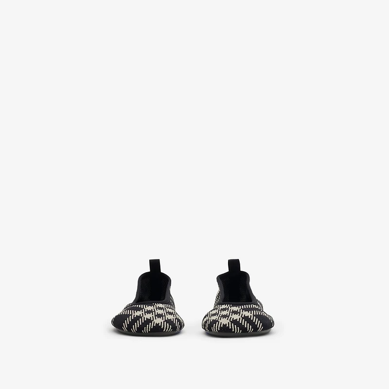 Check Knit Baby Ballerinas in Black/calico - Women | Burberry® Official