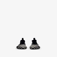 Check Knit Baby Ballerinas in Black/calico - Women | Burberry® Official